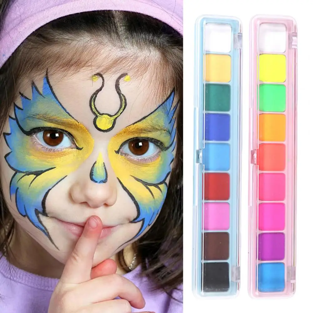 Face Painting Kit Professional 9-color Face Paint Kit for Halloween Makeup Non- Water-soluble Pigments with Paintbrush Body