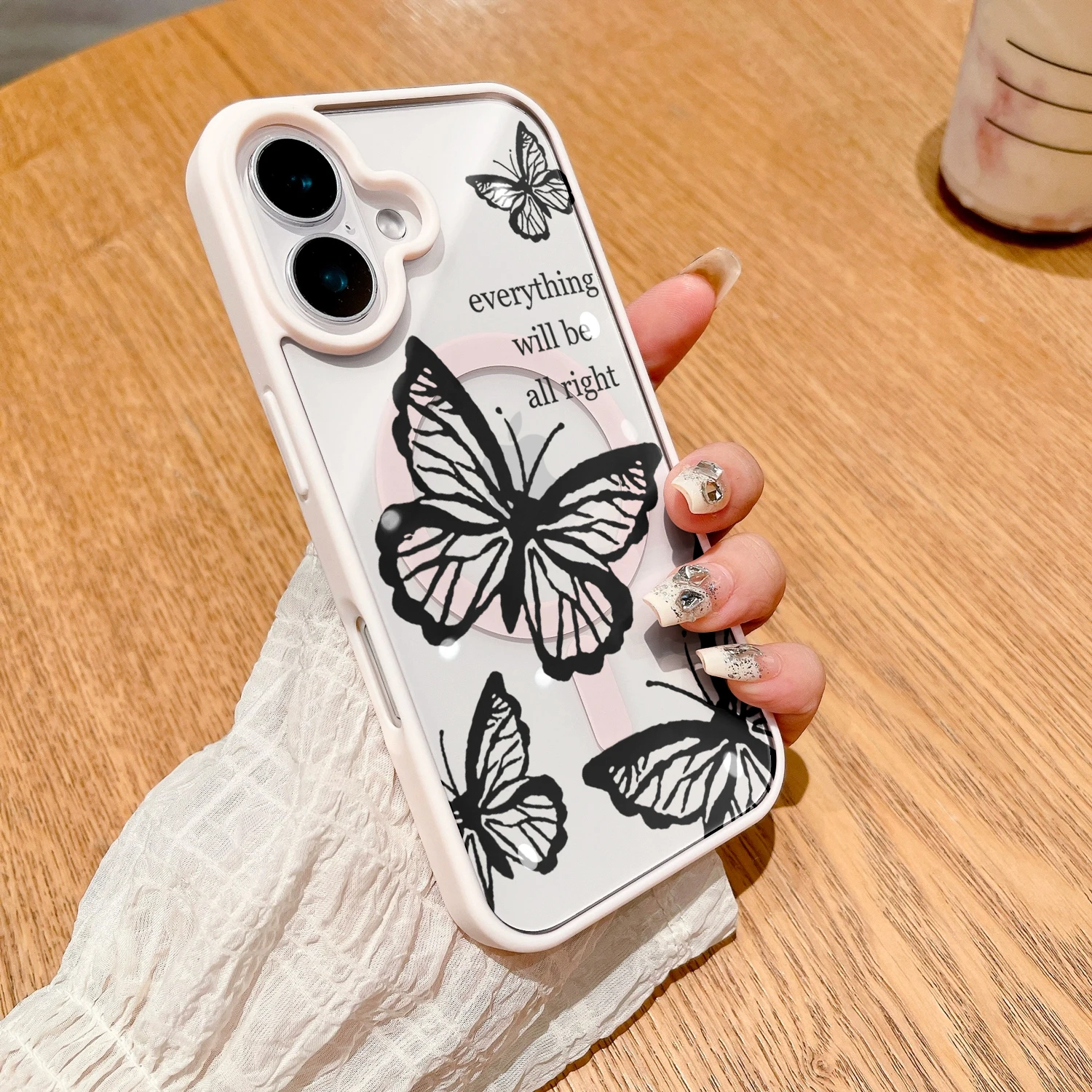 Retro INK Butterfly Klarsicht-Hülle für iPhone 17 15 11 13 16 14 Pro Max 13 12 15 Plus Hüllen für Magsafe Wireless Charging Drop Cover – Detail 16