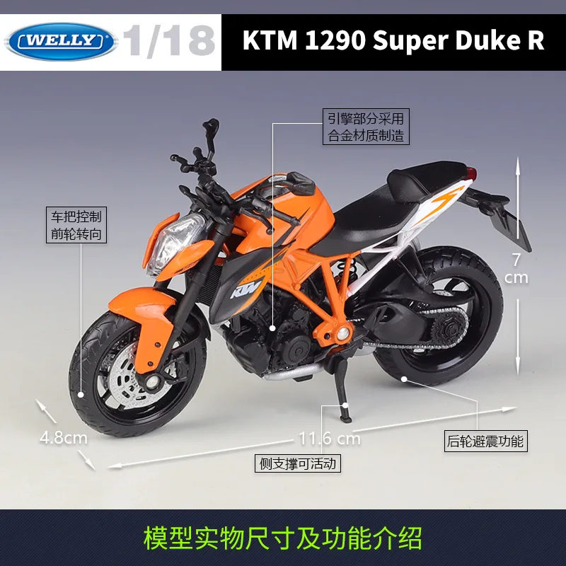 Welly 1:18 Ktm 450 Sx Racing Sx-f Ktm 1290 Super Duke R Original Authorized Simulation Alloy Motorcycle Model Toy Car Collecting