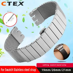 For Swatch watchband fine Stainless Steel folding buckle metal mesh belt YCS443G Men's Wrist strap 19mm 20mm 21mm Watch band