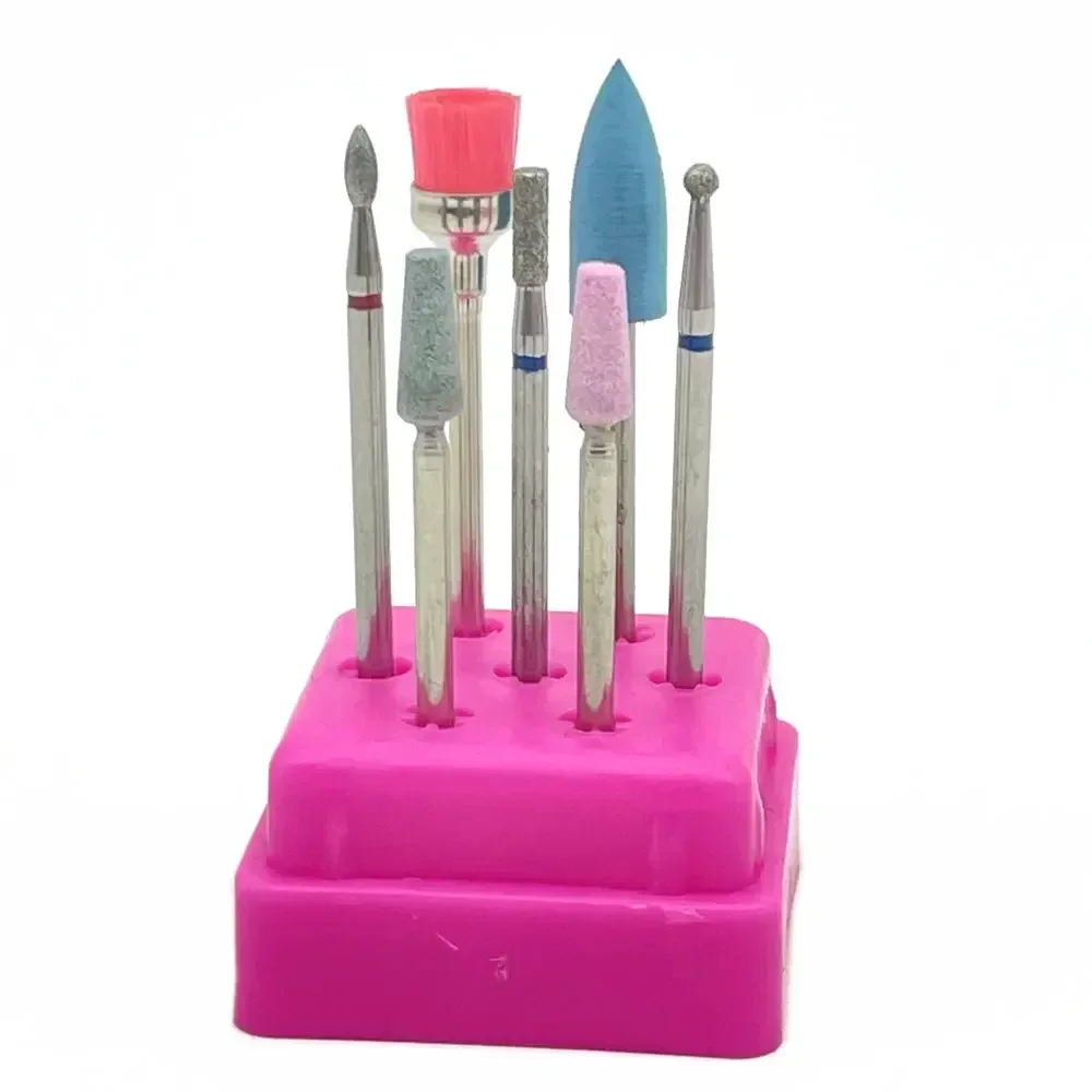 Jeu de forets à ongles en carbure de tungstène/céramique, accessoires de Machine de manucure, fraise, lime à ongles électrique, 7 pièces/boîte