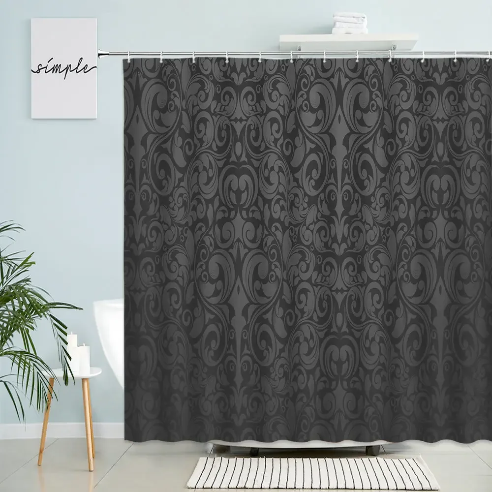 European Style Retro Pattern Shower Curtain Moroccan Exotic Floral Stripe Bathroom Decor With Hook Waterproof Polyester Screen