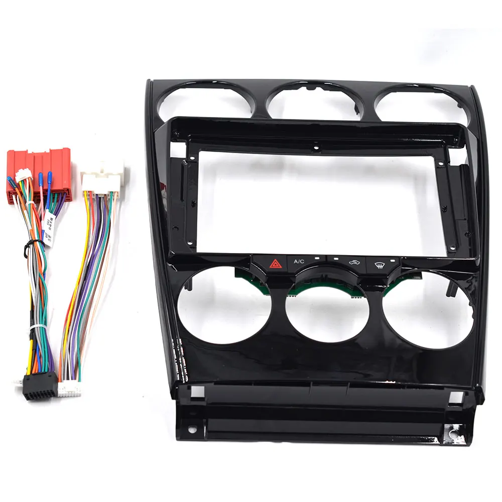 9 Inch Car Radio Fascia Panel Double‑Din Stereo Dash Installation Frame With Canbus Power Cable AC Control Compatible For Mazda