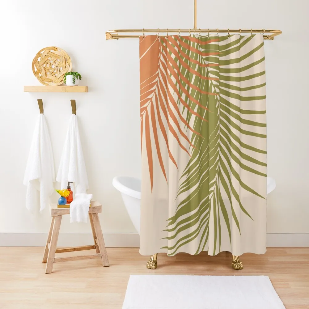 Palm Leaves Orange Green Vibes #1 #tropical #decor #art Shower Curtain Cute Shower Shower Bathroom Curtain