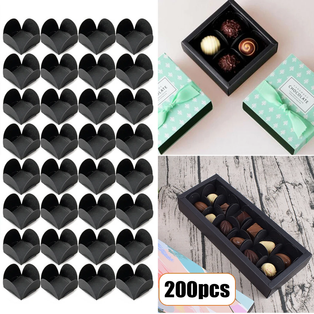 200Pcs New Kraft Paper Chocolate Spacer Chocolate Candy Tray Paper Dessert Chocolate Base Baking Package For Chocolate