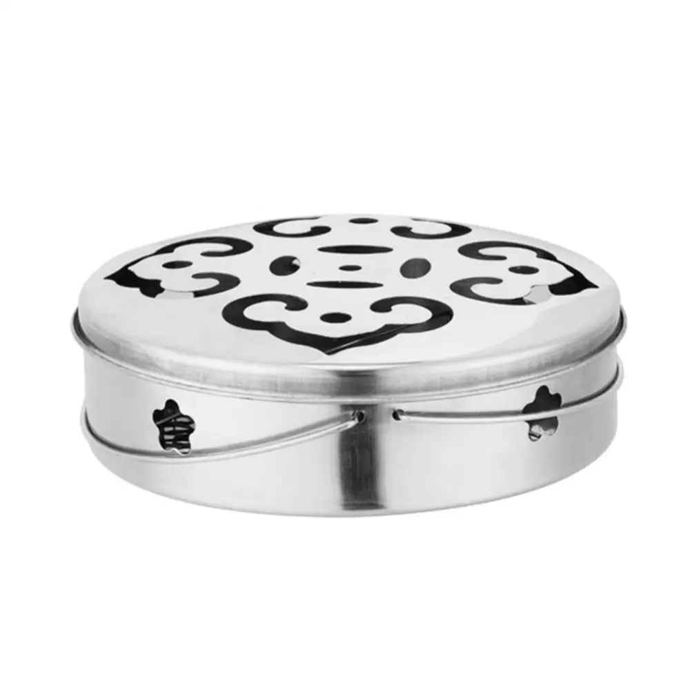 Safe Mosquito Coil Holder Stainless Steel Incense Insect Repellen Candle Holder Round Plate Spiral Tray Incense Cover