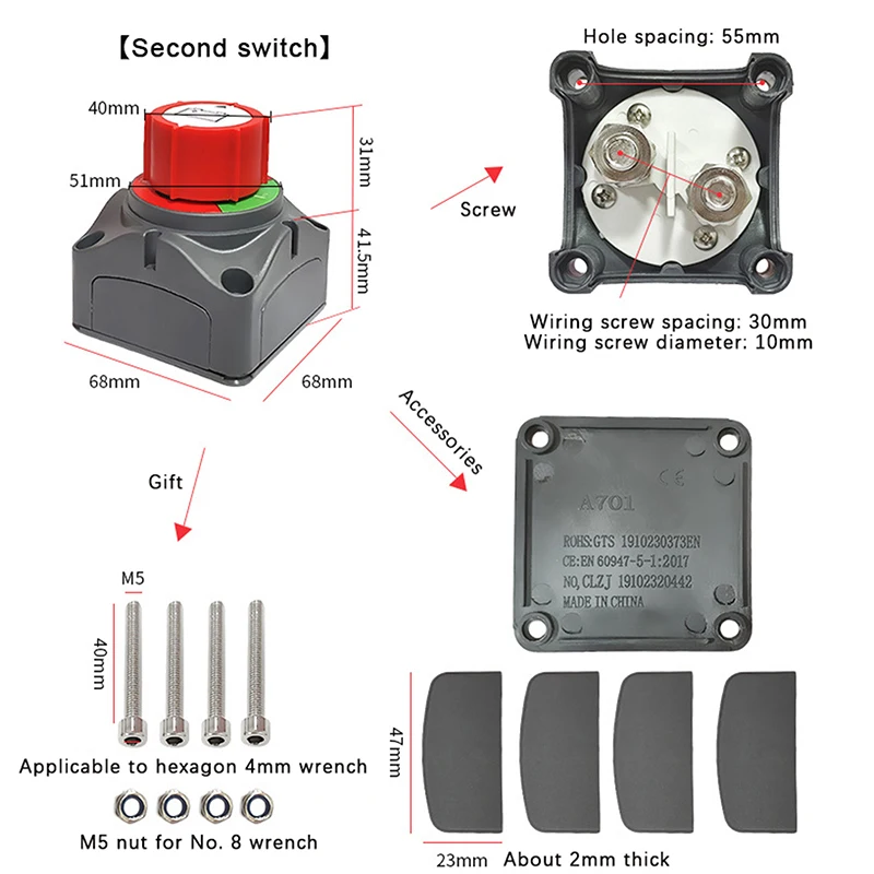 Saklar Putar Pemutus Isolator Mobil Saklar Pemutus Baterai Laut On/Off Untuk Mobil/Rv/Perahu