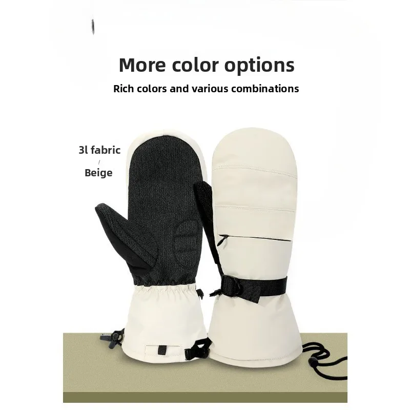 Unisex Snowboarding Mittens with Built-in Wrist Guards - Waterproof, Thickened, 3M Insulated, Windproof, Warm for Winter