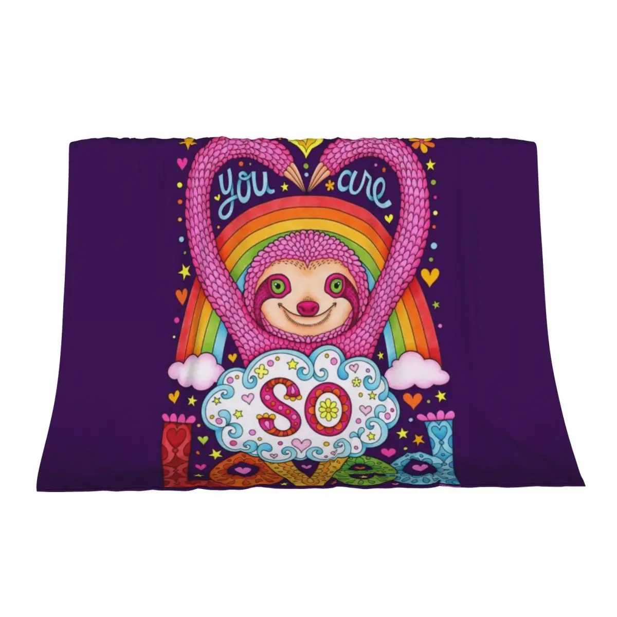 

You are so loved - Cute Rainbow Sloth - Art by Thaneeya McArdle Throw Blanket Soft Plaid Stuffeds Winter beds Blankets