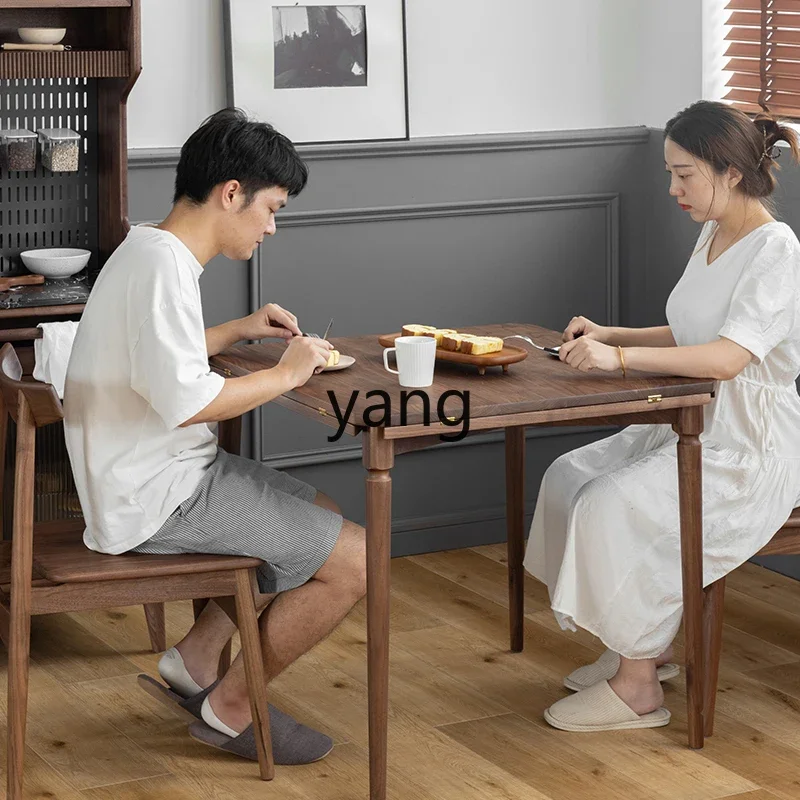LH  solid wood small apartment square table household foldable round table retractable table