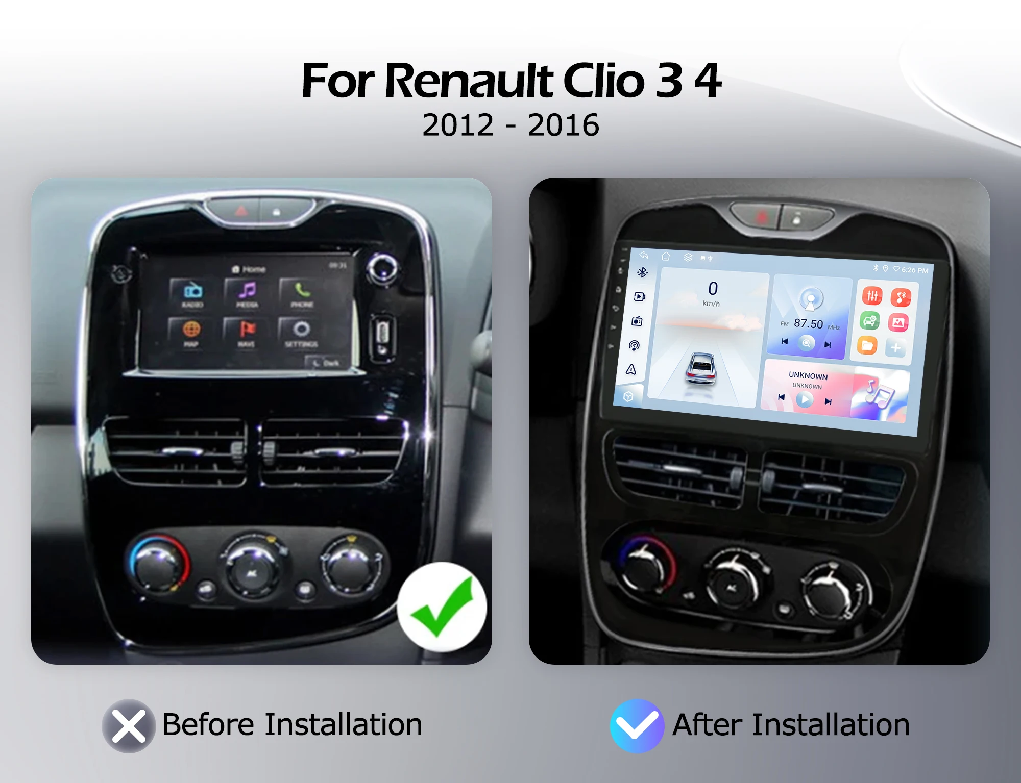 Android 16 Bluetooth For Renault Clio 3 4 2012-2016 Car Radio Lntelligent Multimedia Player Auto Wireless CarPlay WIFI DSP GPS