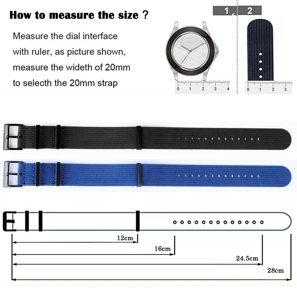 Ribbed Strap For Military Ballistic Fabric Replacement Watchband 20mm 22mm Premium Quality Nylon Watch Band  Accessories