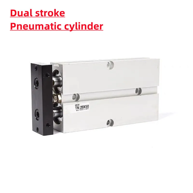 TN Twin-Rod Dual Pneumatic Cylinder 10 16 20 25 32mm Stroke Aluminum Alloy 30 40 50 60 80 100 150 200mm Air Cylinder