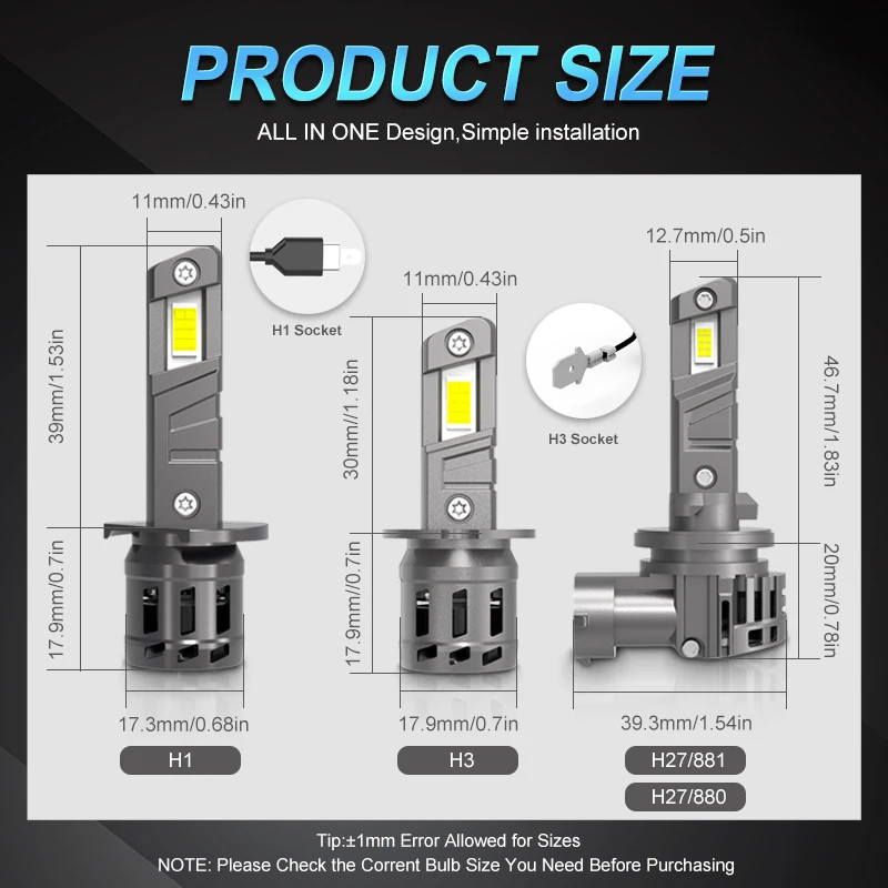 2Pcs 90W 9012 H7 LED 20000LM High Power Headlight H11 H8 H4 HB2 9003 LED Bulb Turbo Lamp For Car Headlamp 6000K H1 H3 880 881