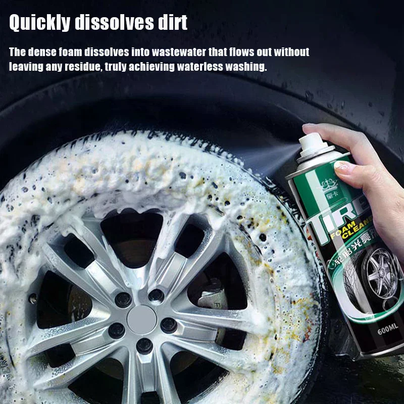Tire Foam Bright Cleaner Black Tire Wax Lotion High Gloss Spray Cleaner Moisturizing Tire Polish Waterproof