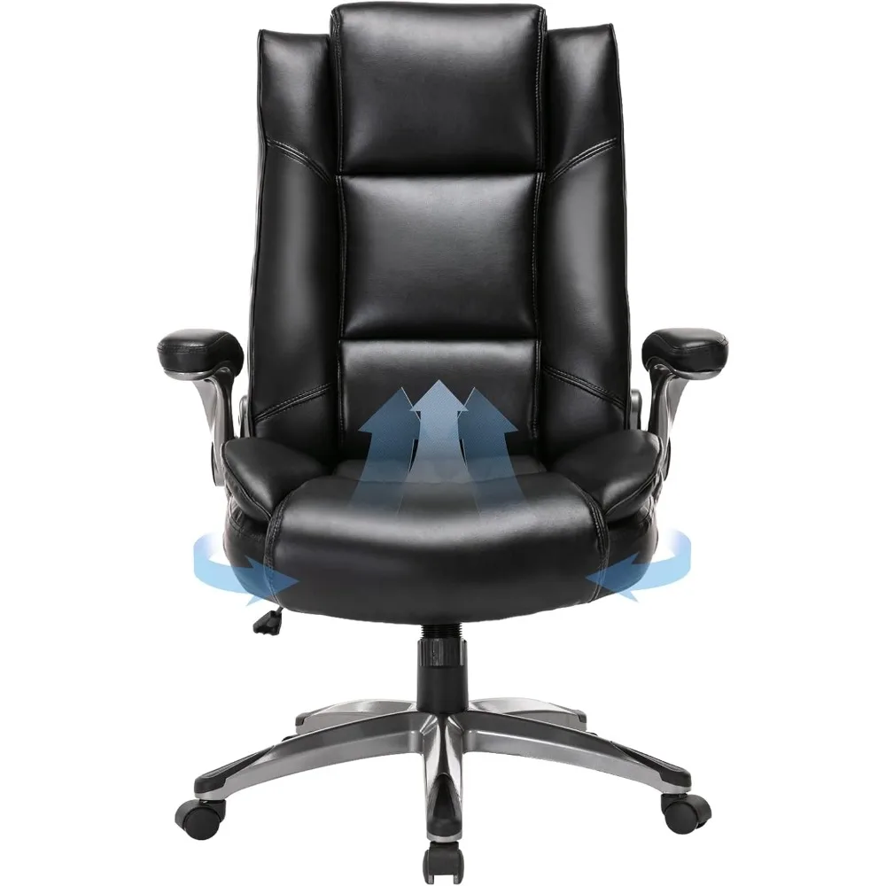 

Office Chair - Ergonomic Bonded Leather Computer Chair With Flip-up Arms, Adjustable Tilt Tension,Office Chair