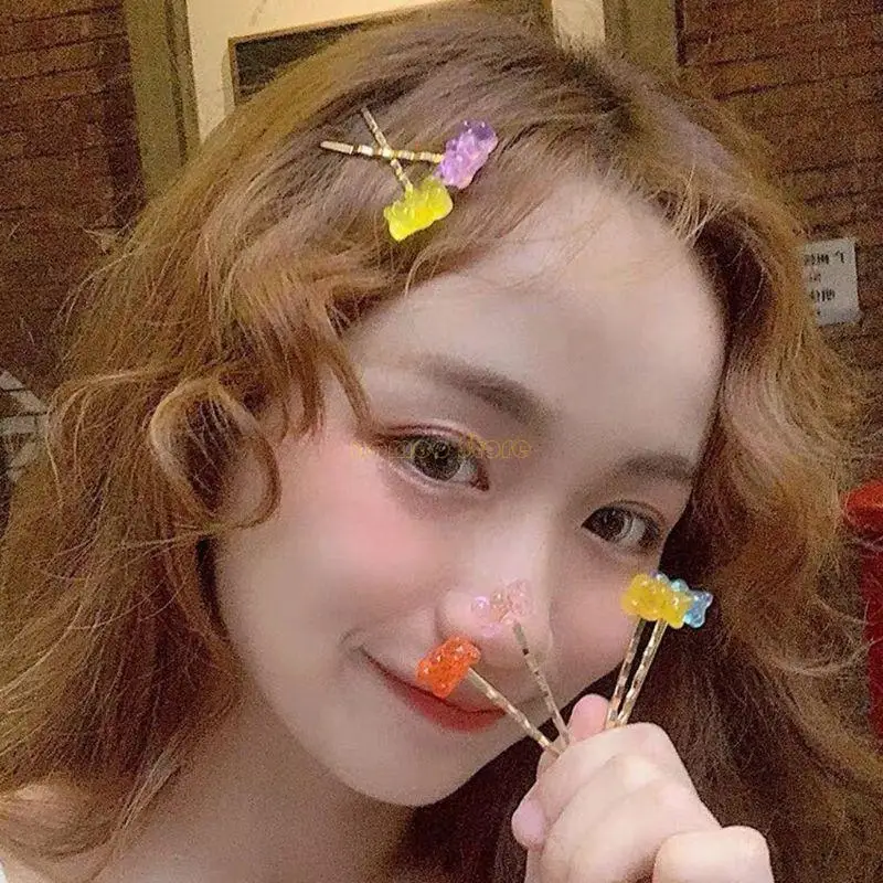 31bf Śliczny mieszany kreskówka panda niedźwiedź barrette fryzury jedno słowo klip gummowca cukierki barrettes niespodzianka