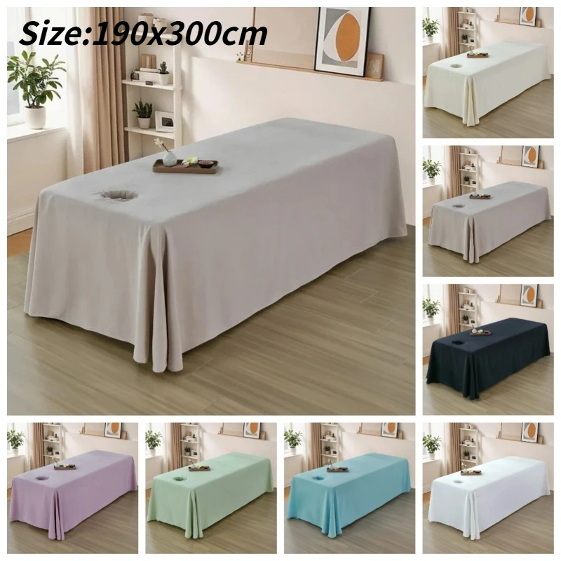 190x300cm Solid Color SPA Bed Full Cover for Beauty Salon Massage Table Sheet Skin-Friendly Massage Bed Cover Sabnanas with Hole