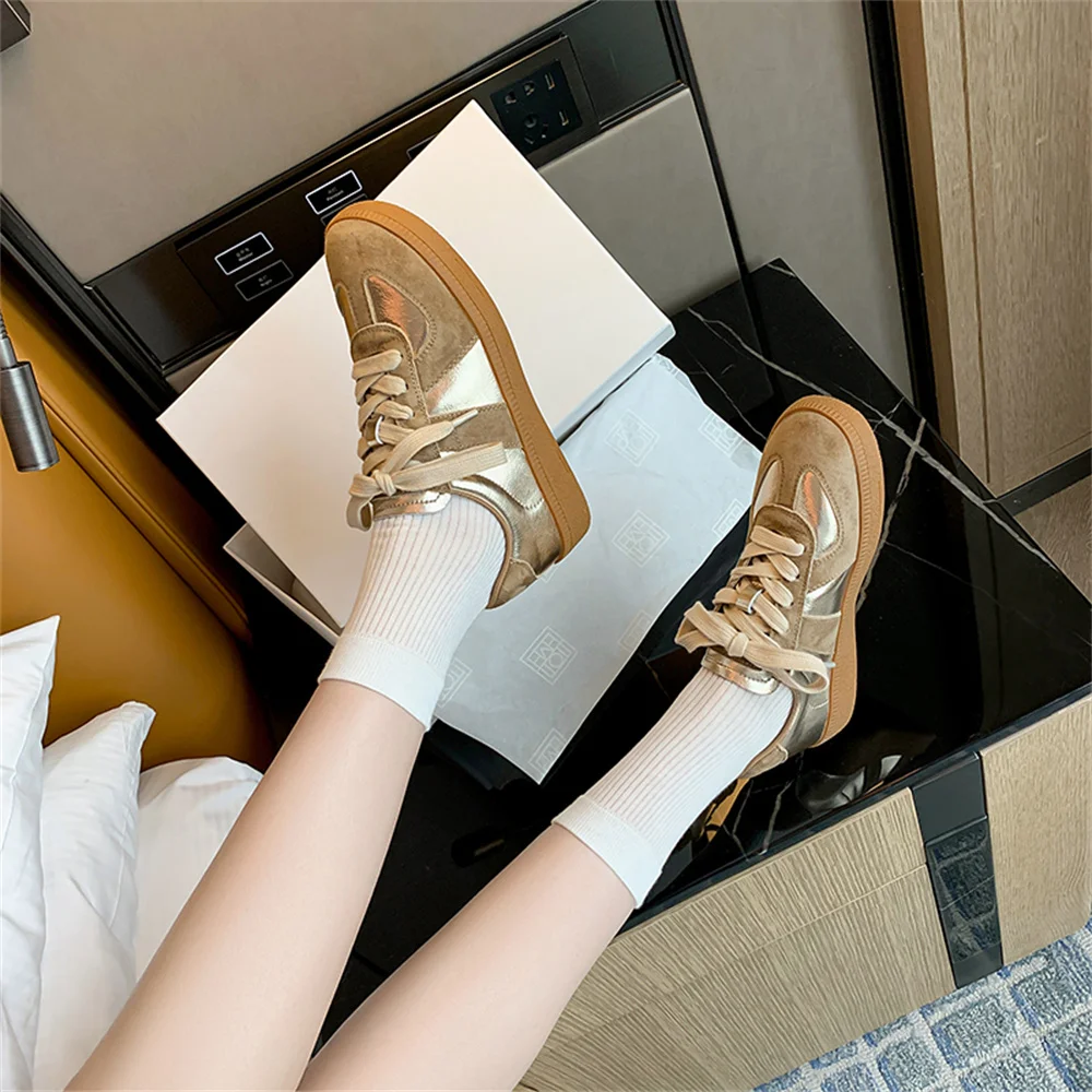 FEDONAS Fashion Women Suede Leather Sneakers Flats Heels Lace Up Spring Summer Autumn Casual Shoes Woman Round Toe Sport Shoes