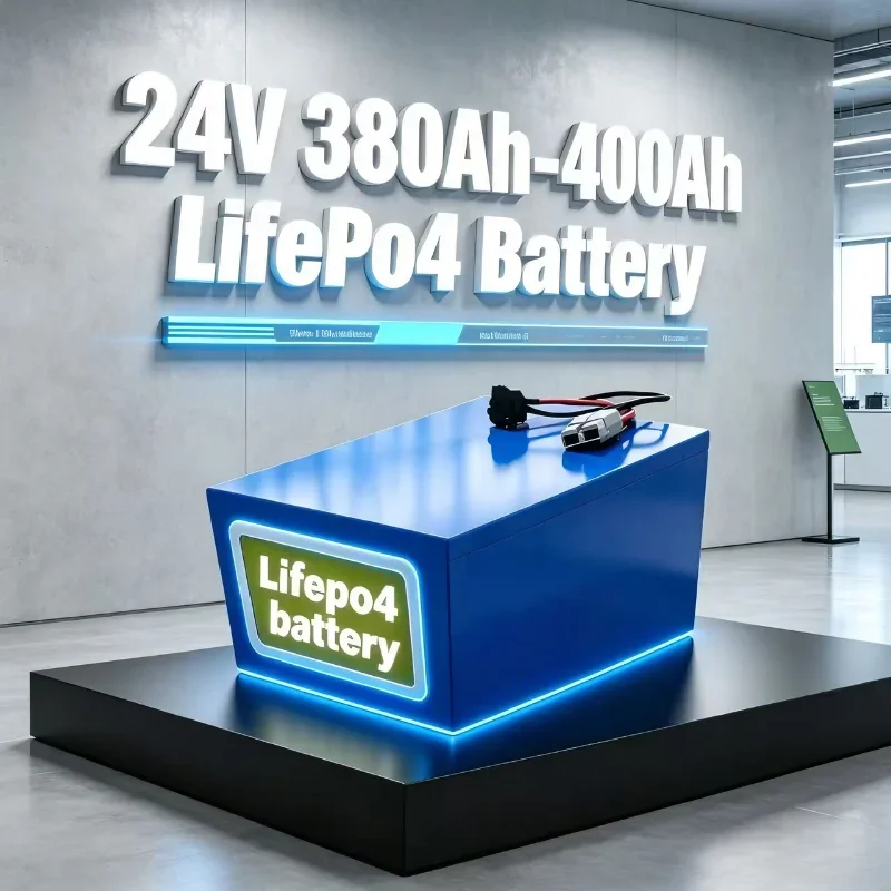 24V Lithium Iron Phosphate Battery 380Ah To 400Ah Built-in BMS Off-Grid Solar For Marine RV Caravan UPS With 20A Charger