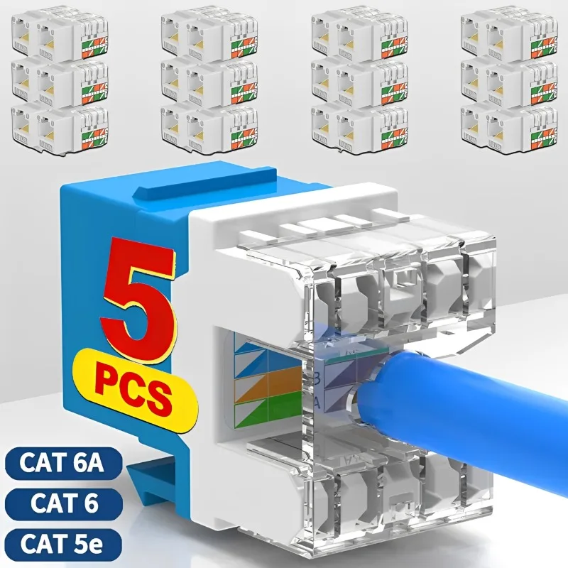 1-5Pcs UTP Network Wall Socket - Tool-Less CAT5E CAT6 CAT6A RJ45 Coupler Adapter for Home Theater Wiring Upgrade​ Keystone Jack
