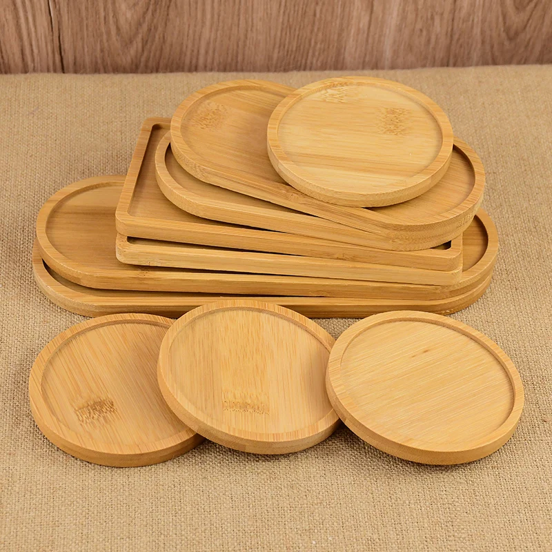 Wooden Serving Tray Dessert Pallet Coffee Cup Mat Flower Pot Tray Cup Pad Fruit Food Tray Garden Supply Kitchen Home Decoration