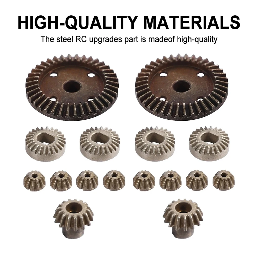 RCGOFOLLOW 16 pezzi ingranaggi in acciaio temprato per 1/18 Rc Gear Wltoys A949 A959 A969 A979 K929 RC parte di auto RC accessori auto
