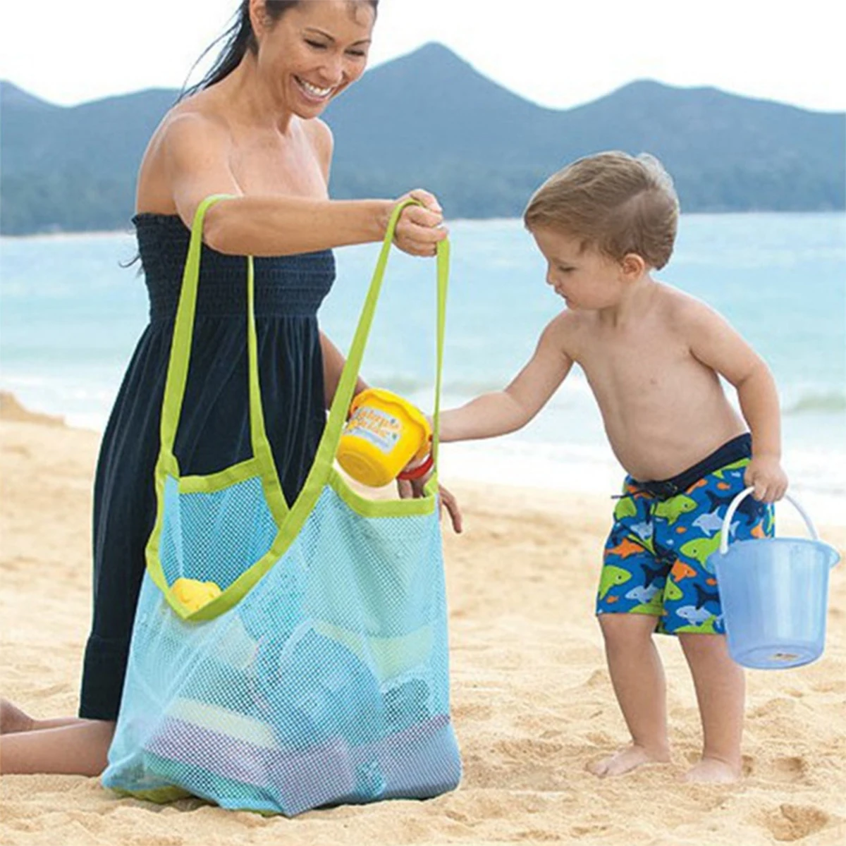 1 PCS Beach Travel Toy Bath Storage Quick Storage Bag Dredging Tools Debris Storage Bag Seaside Shell Bag Drain Net Bag