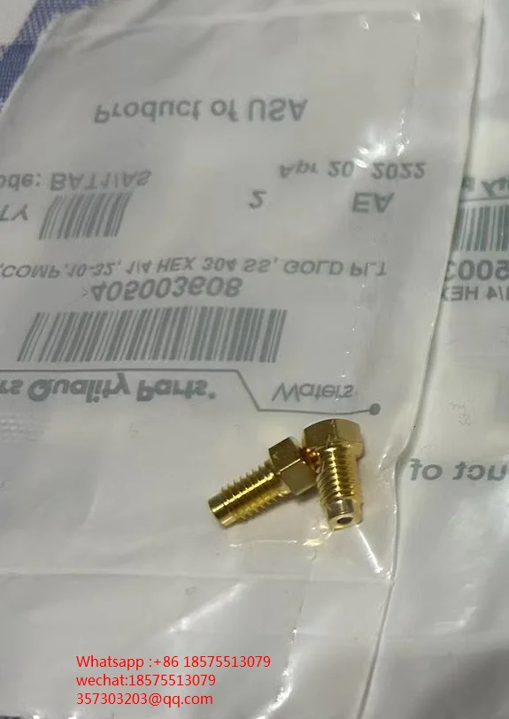 For Waters 405003608 Liquid Chromatography HPLC/UPLC Stainless Steel Pipe Gold Plated 1/4 Nut Fitting, New