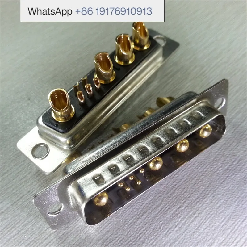 High current D-SUB connector 9W4 male head female head welding wire type matching metal shell straight oblique bending wire type