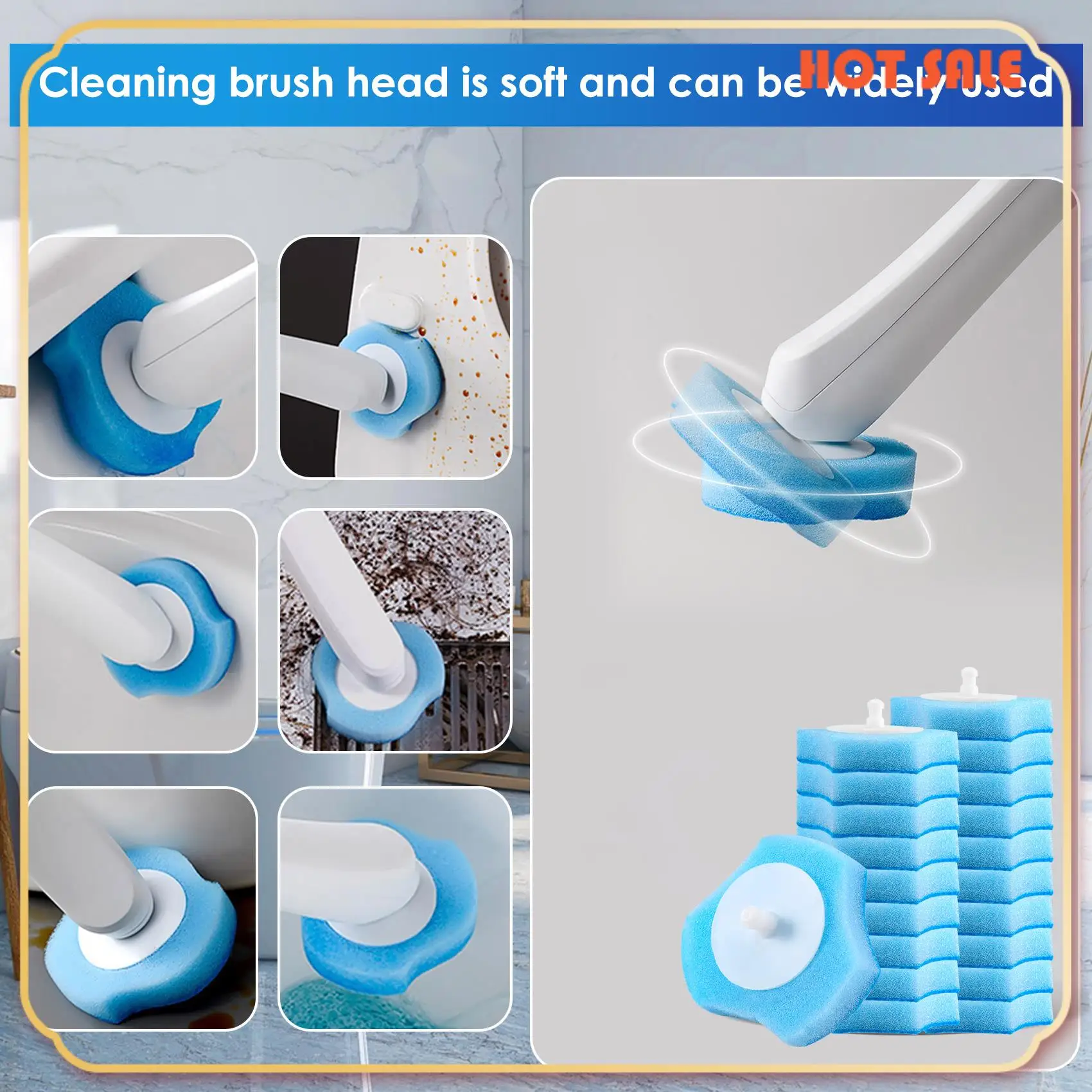 

ABFA Одноразовая система чистки унитаза Одноразовая заподлицо для унитаза Сливочная щетка Смывные запасные части-48 стержней