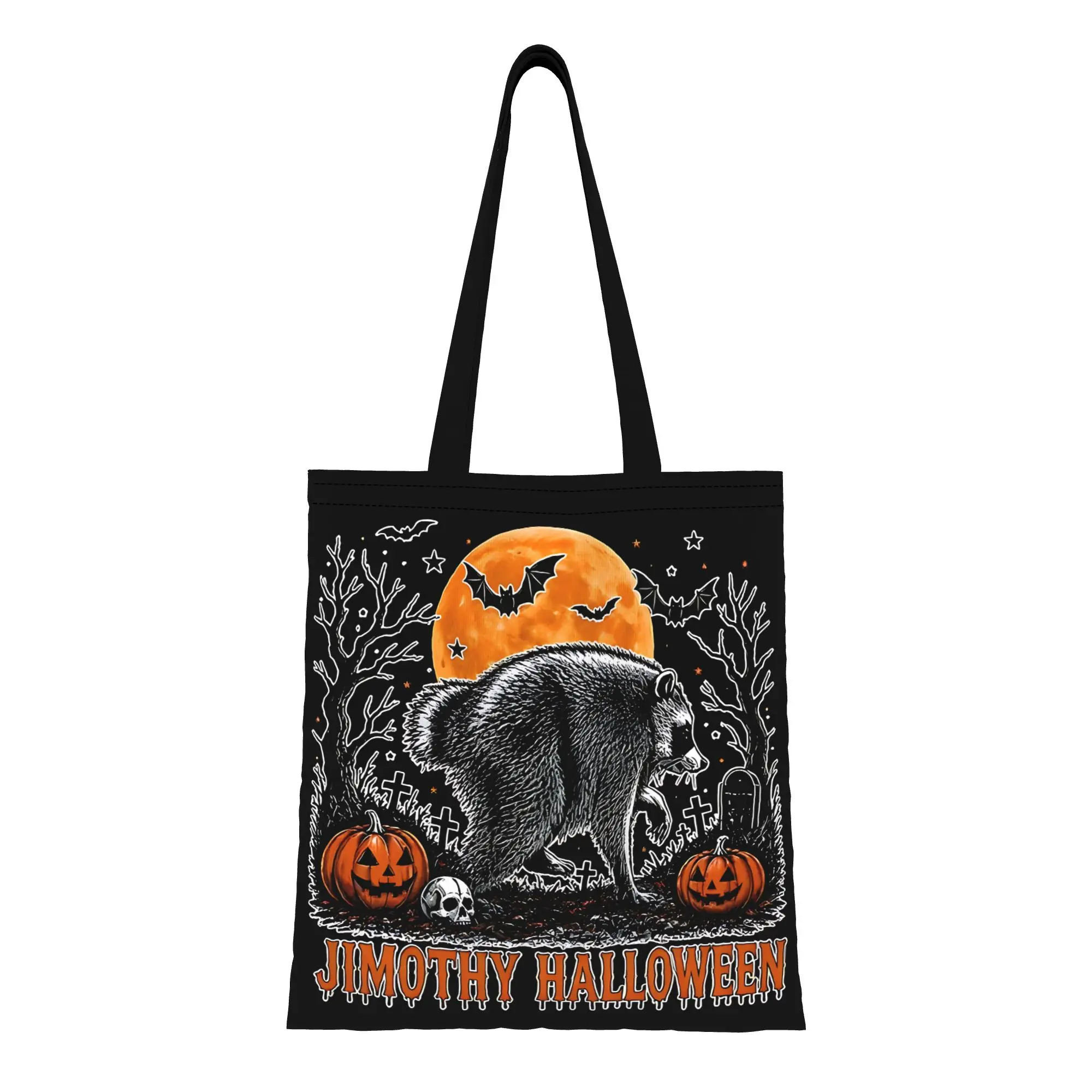 Reusable Trendy Jimothy Raccoon Halloween Shopping Bag Women Tote Bag Portable  Shopper Bags