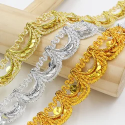 5Yards 18/20mm Gold Lace For Cosplay Stage Performance DIY Sewing Wedding Party Dress Silver lace ribbon Fabric Accessories