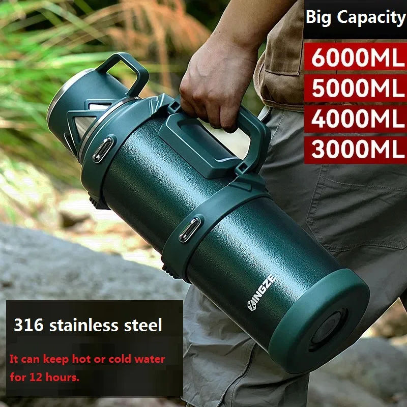 

316 Stainless Steel Big Capacity Thermos Bottle 1L/ 2L /3L/ Outdoor Travel Coffee Mugs Thermal Vaccum Water Bottle Thermal Mug