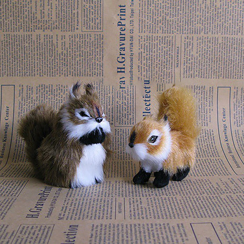 Mini Simulation Squirrel Plush Toy Cute Animal Pendant Decoration Children's Toys Birthday Gift Figurines Squirrel Model