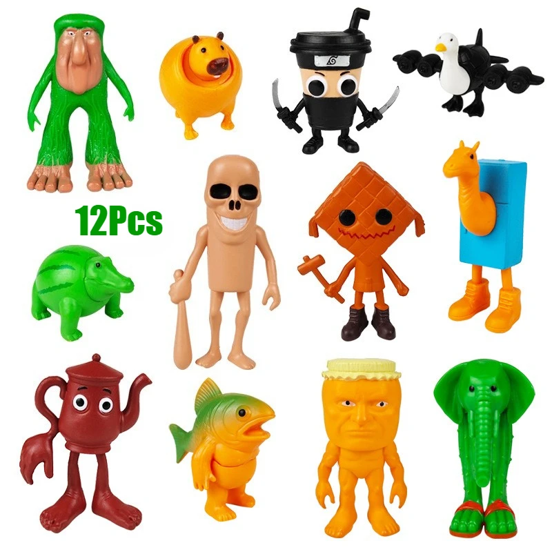 

12Pcs Tralala Tung Sahur Figure Toy Doll Tralalero Shark Bombardino Crocodilo Shimpanzini Bananini PVC Toy Model Gifts