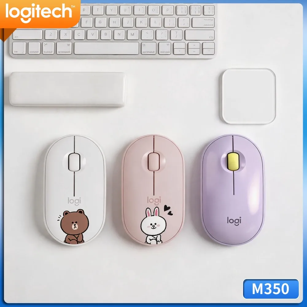 Dual Mode Portable Logitech M350 PEBBLE Wireless Mouse Long Battery For Laptop PC Tablet Home Office Work
