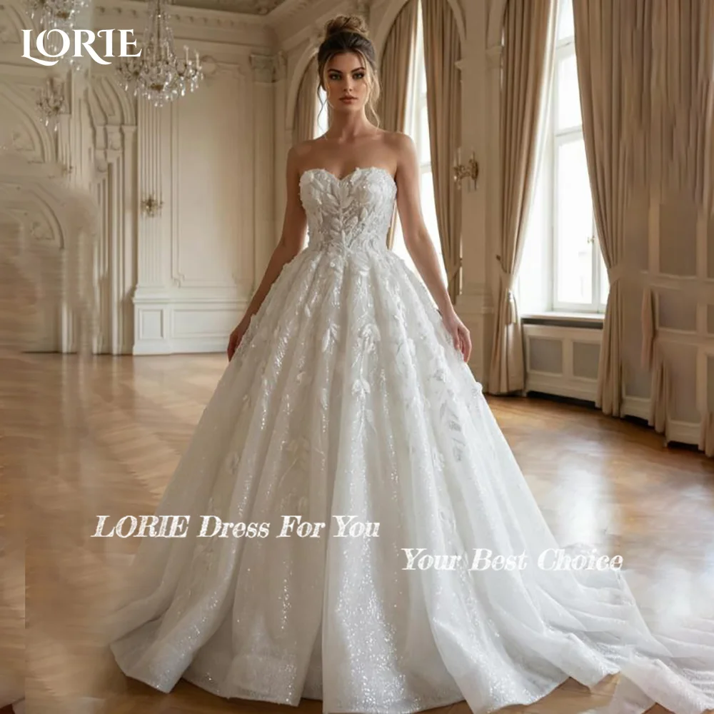 LORIE Bohemia Wedding Dresses Sweetheart Strapless 3D Flower Appliques Lace Bridal Gowns Beach Boho Wedding Dress customized