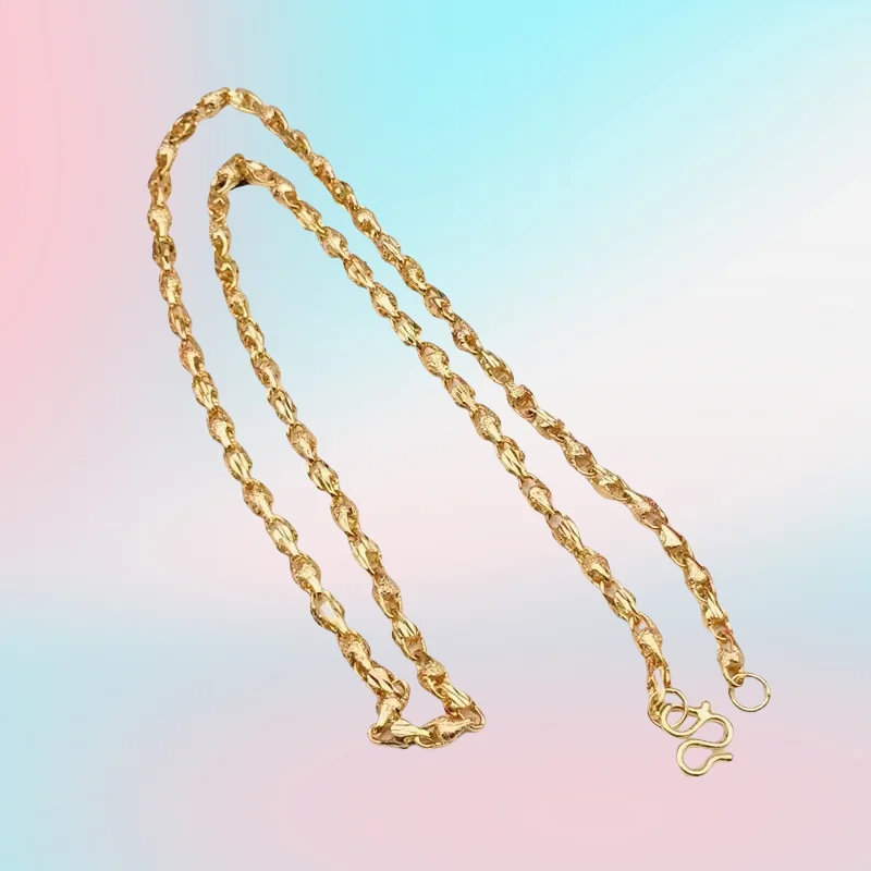 

NEW 9999 24K real gold women's necklace Luxury pendant Linglong necklace Fashion small and exquisite women's neck chain