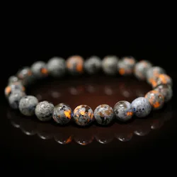 Natural Flame Stone Bead Bracelet Chakra Fire Stone Meditation Energy Wind Bracelet - Radiant under Purple Light