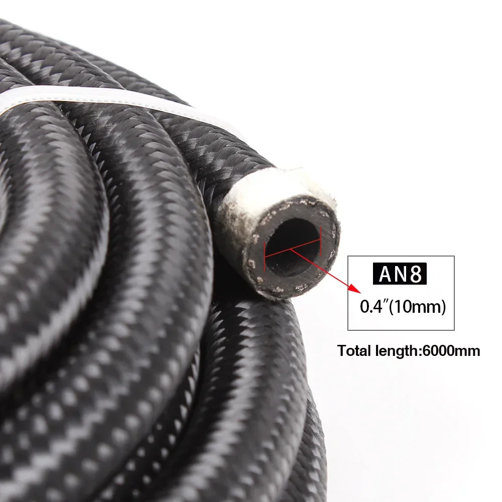 Universal AN6 AN8 AN10 20 Feet Braided Oil Fuel LineHose Stainless Steel Nylon CPE With 10 Swivel Hose End Adapter Kit