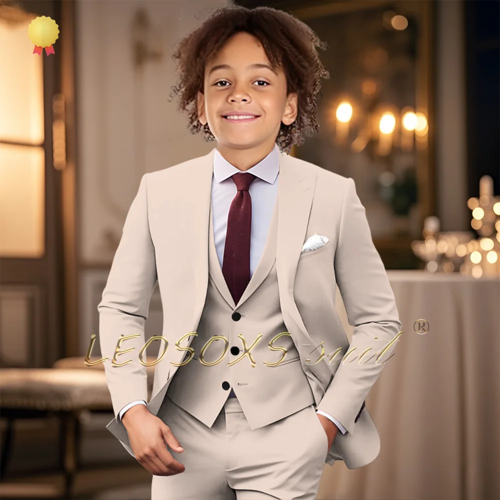 3-częściowy elegancki garnitur chłopięcy: marynarka, kamizelka, spodnie na wesele, przyjęcie koktajlowe, urodziny, występ, formalne wydarzenia.