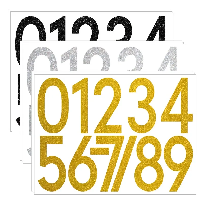 4 Inch Glitter Gold Self‑Adhesive Number Stickers, Mailbox Apartment House Decals for Birthday Party DIY Decorations