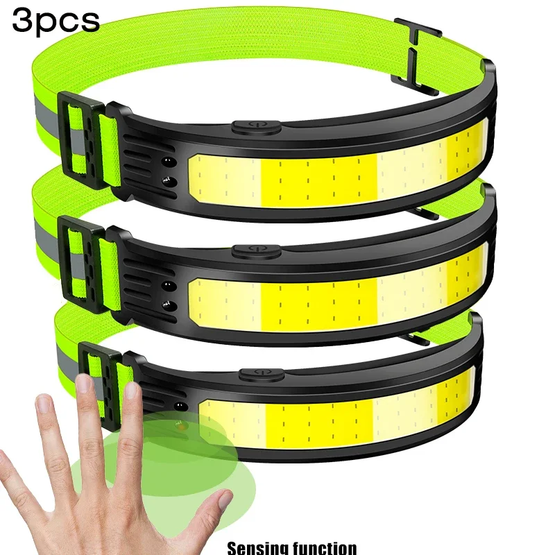 Cob Kraal Koplamp Ingebouwde Batterij Camping Vissen Krachtige Golf Sensor Usb Oplaadbare Led Koplamp Waterdichte Zaklamp Lantaarn