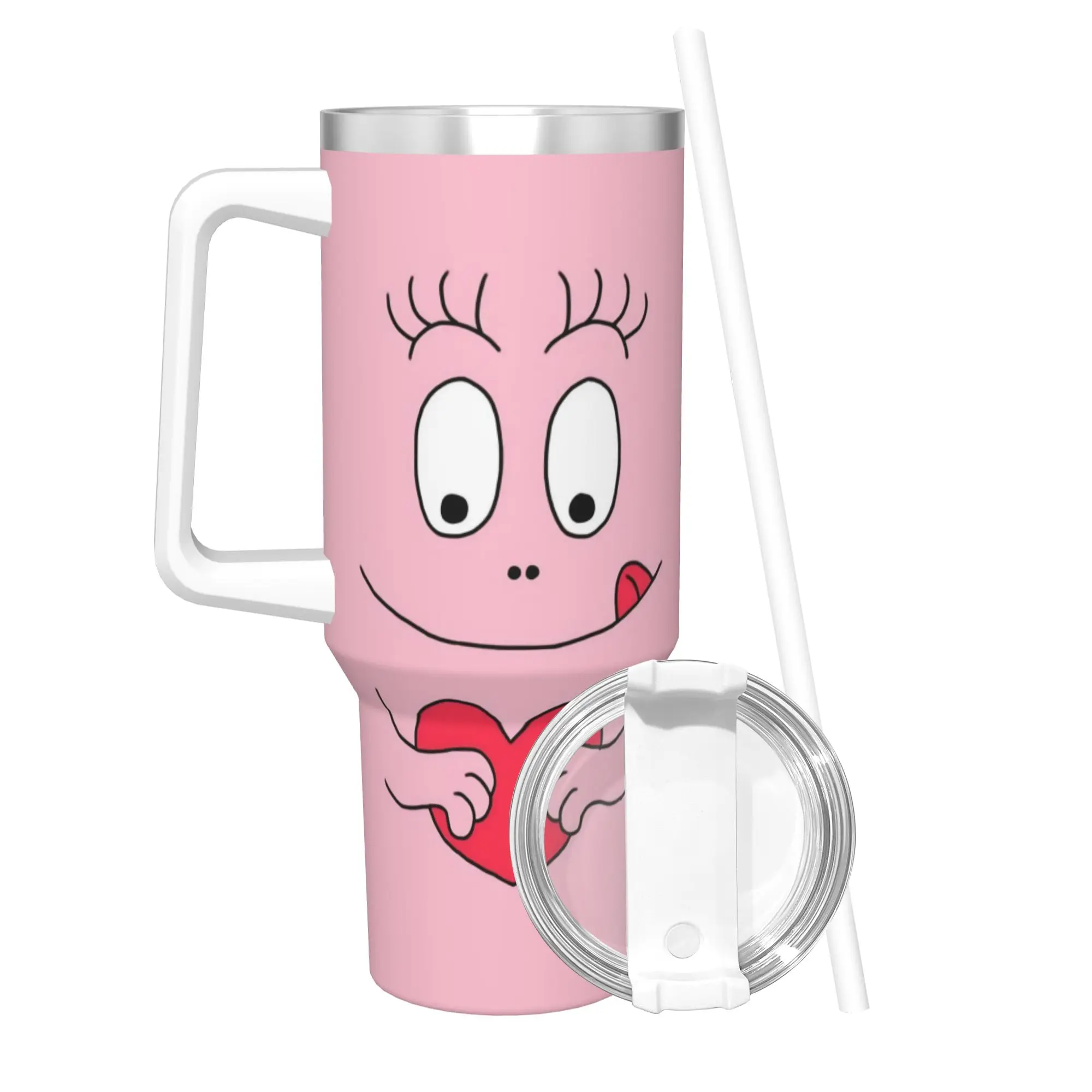 

Kawaii Barbapapa Cartoon Insulated Tumbler with Straws Lid Vacuum Coffee Mugs Outdoor Portable Hot Cold Drinks Cups 40oz