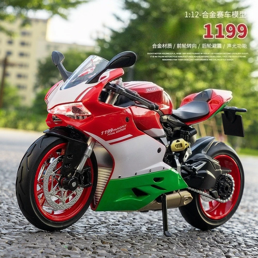 

1:12 Simulation 1199 Alloy Motorcycle Model Ornament Children's Toy Gift Diecast Alloy Car Model Collectible