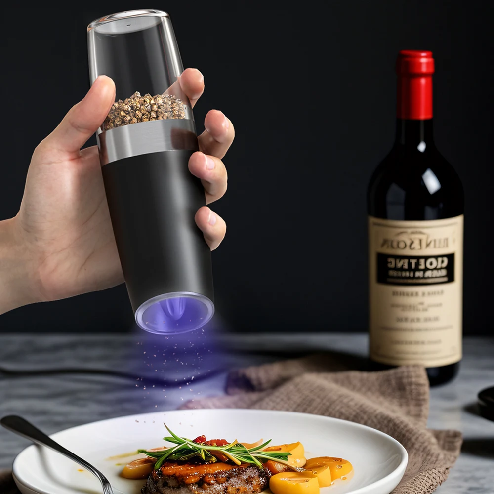 Electric Automatic Gravity-Sensing Salt And Pepper Grinder Set Adjustable Spice Mill Kitchen Tools for Cooking