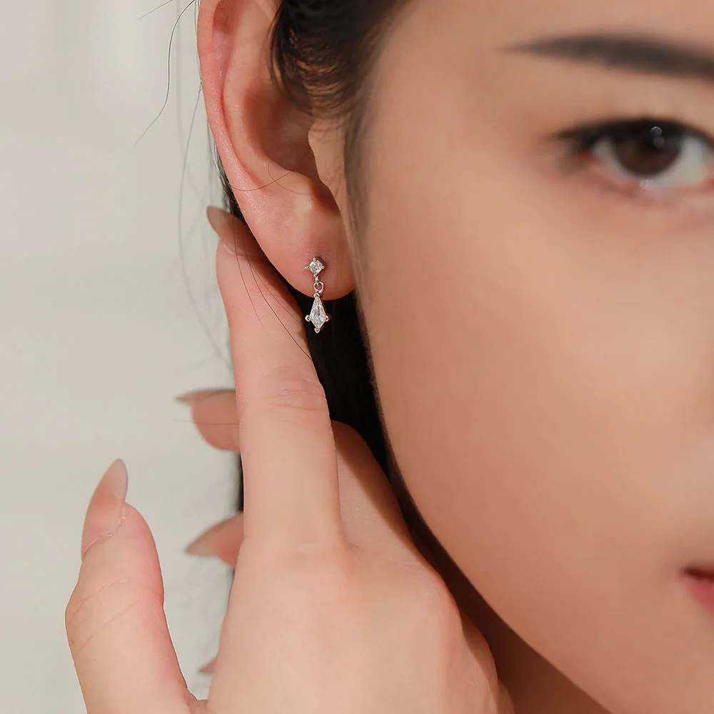 Apexelle Brand Luxury Jewelry 925 Sterling Silver Stud Earrings Simple Zircon Drop Earrings For Women Fine Jewelry