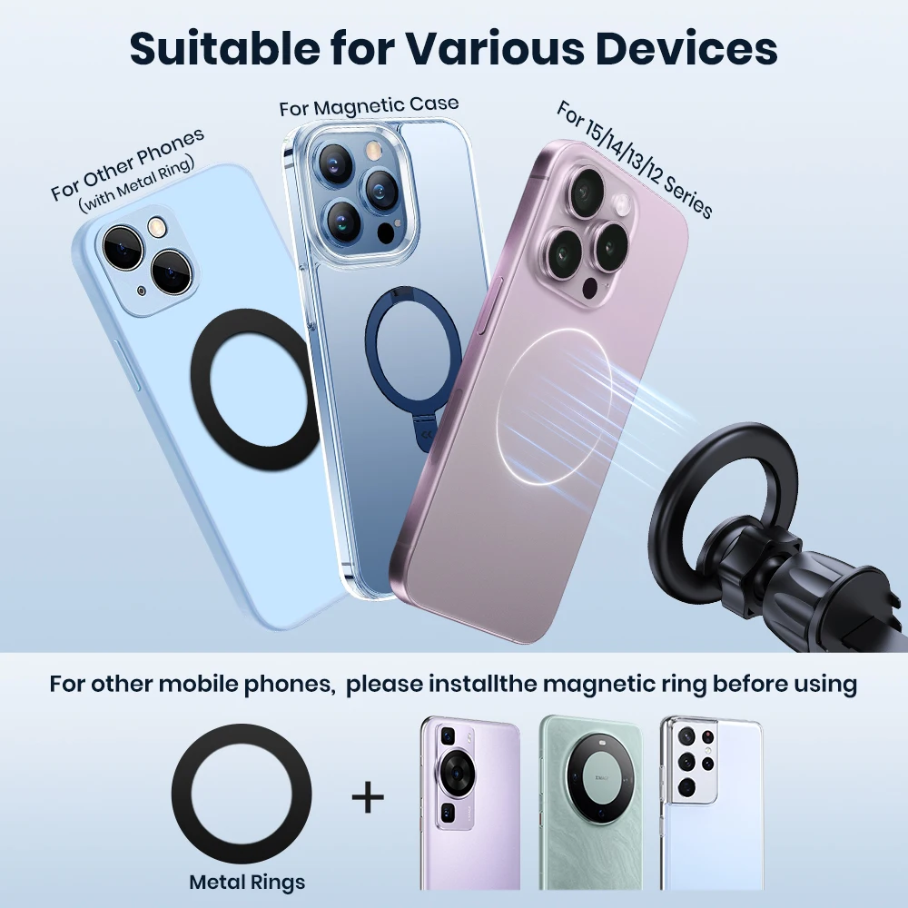 TOPK for Magsafe Car Mount,Magnetic Phone Holder for Car Air Vent Phone Holder Mount 360° Rotation Phone Holders for iPhone 15 image 6