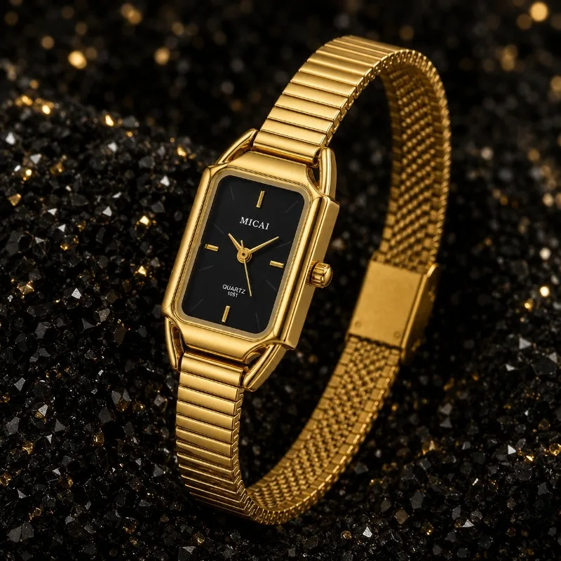Fashion Women Watches Top Brand Luxury Stainless Steel Golden Rectangle Ladies Quartz Watch Elegant Dress Female Clock Gift